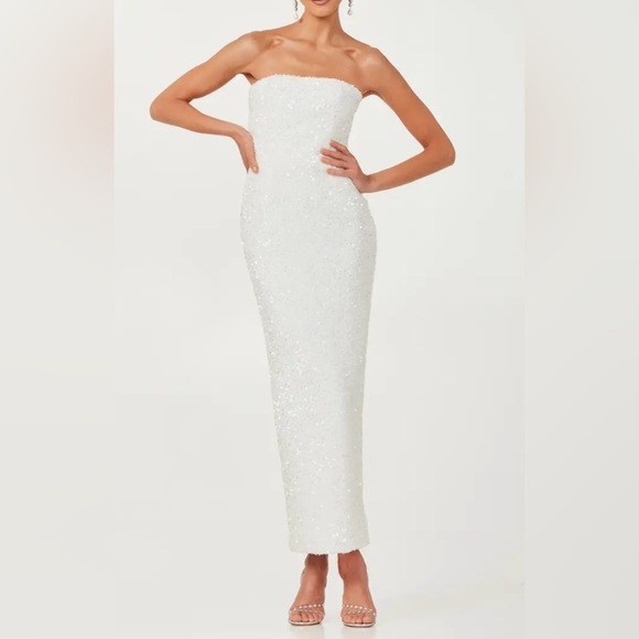 HELSI Leslie Sequin Strapless Gown